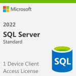 SQL Server 2022 Device CAL package showing Standard edition and 1 Device Client Access License label